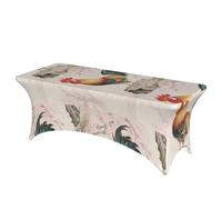 LMNGH Colorful Rooster Decorative Tablecloth Protector for Wedding, Banquet & Parties6FT Spandex Rectangle Tablecloths, Stretch Washable Table Cloth Wrinkle Free Patio Table Cover