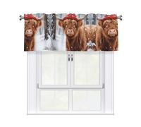 LMNGH Cow Curtain Valance for Windows,Kitchen Window Curtains Blackout Drapes Window Treatments Decorative Rod Pocket Short Curtain for Living Room Bedroom,54" W x 18" L