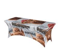 LMNGH Cow Decorative Tablecloth Protector for Wedding, Banquet & Parties6FT Spandex Rectangle Tablecloths, Stretch Washable Table Cloth Wrinkle Free Patio Table Cover