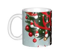 LMNGH Cow Deer Trees Christmas Ceramic Coffee Mug 11oz Novelty Tea Cup With Handle Coffee Cup For Men Women Office Work