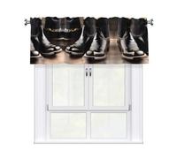 LMNGH Cowboy Black Hat Western Boots Curtain Valance for Windows,Kitchen Window Curtains Blackout Drapes Window Treatments Decorative Rod Pocket Short Curtain for Living Room Bedroom,54" W x 18" L