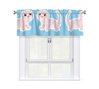 LMNGH Cute Axolotl Print Curtain Valance for Windows,Kitchen Window Curtains Blackout Drapes Window Treatments Decorative Rod Pocket Short Curtain for Living Room Bedroom,54" W x 18" L