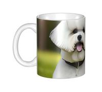 LMNGH Cute Bichon Frise Dog Ceramic Coffee Mug 11oz Novelty Tea Cup With Handle Coffee Cup For Men Women Office Work