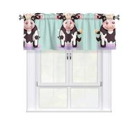 LMNGH Cute Black Cow Curtain Valance for Windows,Kitchen Window Curtains Blackout Drapes Window Treatments Decorative Rod Pocket Short Curtain for Living Room Bedroom,54" W x 18" L