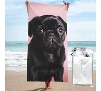 LMNGH Cute Black Pug Bath Towel Super Absorbent Quick Dry Bathroom Towel Sand Free Microfiber Beach Towels for Bathroom, Gym, Spa and Hotel Towel 27.5"x55"