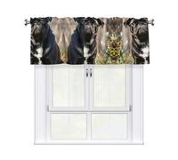 LMNGH Cute Black Pug Dog Curtain Valance for Windows,Kitchen Window Curtains Blackout Drapes Window Treatments Decorative Rod Pocket Short Curtain for Living Room Bedroom,54" W x 18" L