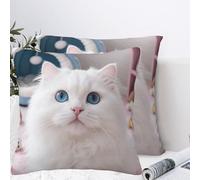 LMNGH Cute Cats Plush Throw Pillow Covers 16"X16",Soft Cozy Couch Cushion Covers Decorative Pillow Cases for Holiday Home Bedroom Sofa Decors