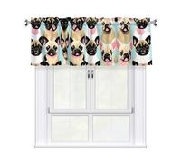 LMNGH Cute Chihuahua Pug Curtain Valance for Windows,Kitchen Window Curtains Blackout Drapes Window Treatments Decorative Rod Pocket Short Curtain for Living Room Bedroom,54" W x 18" L