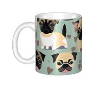 LMNGH Cute Chihuahua Pug Pattern Ceramic Coffee Mug 11oz Novelty Tea Cup With Handle Coffee Cup For Men Women Office Work