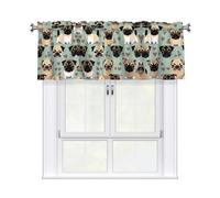 LMNGH Cute Chihuahua Pug Pattern Curtain Valance for Windows,Kitchen Window Curtains Blackout Drapes Window Treatments Decorative Rod Pocket Short Curtain for Living Room Bedroom,54" W x 18" L