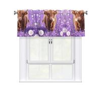 LMNGH Cute Cow Curtain Valance for Windows,Kitchen Window Curtains Blackout Drapes Window Treatments Decorative Rod Pocket Short Curtain for Living Room Bedroom,54" W x 18" L