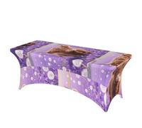 LMNGH Cute Cow Decorative Tablecloth Protector for Wedding, Banquet & Parties6FT Spandex Rectangle Tablecloths, Stretch Washable Table Cloth Wrinkle Free Patio Table Cover