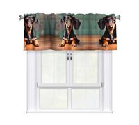 LMNGH Cute Dachshund Duggee Curtain Valance for Windows,Kitchen Window Curtains Blackout Drapes Window Treatments Decorative Rod Pocket Short Curtain for Living Room Bedroom,54" W x 18" L