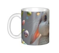 LMNGH Cute Easter Bunny Ceramic Coffee Mug 11oz Novelty Tea Cup With Handle Coffee Cup For Men Women Office Work