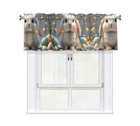 LMNGH Cute Easter Bunny Curtain Valance for Windows,Kitchen Window Curtains Blackout Drapes Window Treatments Decorative Rod Pocket Short Curtain for Living Room Bedroom,54" W x 18" L