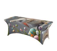 LMNGH Cute Easter Bunny Decorative Tablecloth Protector for Wedding, Banquet & Parties6FT Spandex Rectangle Tablecloths, Stretch Washable Table Cloth Wrinkle Free Patio Table Cover