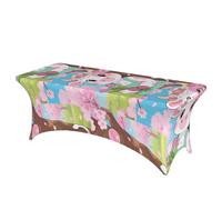 LMNGH Cute Flower Cow Decorative Tablecloth Protector for Wedding, Banquet & Parties6FT Spandex Rectangle Tablecloths, Stretch Washable Table Cloth Wrinkle Free Patio Table Cover