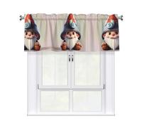 LMNGH Cute Gnome hat Curtain Valance for Windows,Kitchen Window Curtains Blackout Drapes Window Treatments Decorative Rod Pocket Short Curtain for Living Room Bedroom,54" W x 18" L