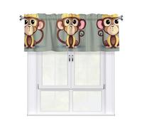 LMNGH Cute Monkey Curtain Valance for Windows,Kitchen Window Curtains Blackout Drapes Window Treatments Decorative Rod Pocket Short Curtain for Living Room Bedroom,54" W x 18" L