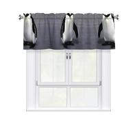 LMNGH Cute Penguin Curtain Valance for Windows,Kitchen Window Curtains Blackout Drapes Window Treatments Decorative Rod Pocket Short Curtain for Living Room Bedroom,54" W x 18" L