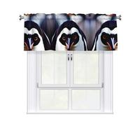 LMNGH Cute Penguin Head Curtain Valance for Windows,Kitchen Window Curtains Blackout Drapes Window Treatments Decorative Rod Pocket Short Curtain for Living Room Bedroom,54" W x 18" L