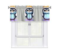LMNGH Cute Penguin Print Curtain Valance for Windows,Kitchen Window Curtains Blackout Drapes Window Treatments Decorative Rod Pocket Short Curtain for Living Room Bedroom,54" W x 18" L