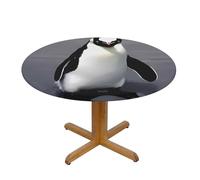 LMNGH Cute Penguin Round Spandex Tablecloth 40 Inch, Elastic Fitted Waterproof Tablecloths Stretch Washable Picnic Table Cover for Camping, Dining, Indoor and Outdoor