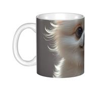 LMNGH Cute Pomeranian Ceramic Coffee Mug 11oz Novelty Tea Cup With Handle Coffee Cup For Men Women Office Work