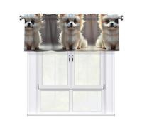LMNGH Cute Pomeranian Curtain Valance for Windows,Kitchen Window Curtains Blackout Drapes Window Treatments Decorative Rod Pocket Short Curtain for Living Room Bedroom,54" W x 18" L