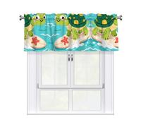 LMNGH Cute Turtle Curtain Valance for Windows,Kitchen Window Curtains Blackout Drapes Window Treatments Decorative Rod Pocket Short Curtain for Living Room Bedroom,54" W x 18" L