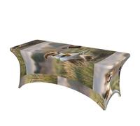 LMNGH Dog Catching Pheasant Decorative Tablecloth Protector for Wedding, Banquet & Parties6FT Spandex Rectangle Tablecloths, Stretch Washable Table Cloth Wrinkle Free Patio Table Cover