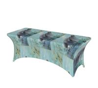 LMNGH Dolphins Art Decorative Tablecloth Protector for Wedding, Banquet & Parties6FT Spandex Rectangle Tablecloths, Stretch Washable Table Cloth Wrinkle Free Patio Table Cover