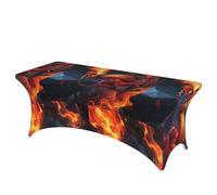 LMNGH Dragon Fire Decorative Tablecloth Protector for Wedding, Banquet & Parties6FT Spandex Rectangle Tablecloths, Stretch Washable Table Cloth Wrinkle Free Patio Table Cover