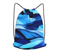 LMNGH Drawstring Backpack Woemn Men Sports Gym Sack Lightweight Drawstring Bags Abstract Blue Cinch Bag Sackpack For Work Swim Travel