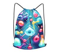 LMNGH Drawstring Backpack Woemn Men Sports Gym Sack Lightweight Drawstring Bags Abstract Science Chemistry Illustration 3d Cinch Bag Sackpack For Work Swim Travel