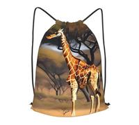 LMNGH Drawstring Backpack Woemn Men Sports Gym Sack Lightweight Drawstring Bags Africa Giraffe Majestic Tree Cinch Bag Sackpack For Work Swim Travel