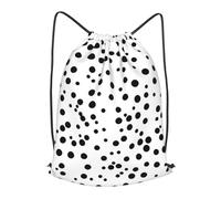 LMNGH Drawstring Backpack Woemn Men Sports Gym Sack Lightweight Drawstring Bags Black And White Polka Dot Cinch Bag Sackpack For Work Swim Travel