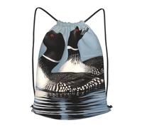 LMNGH Drawstring Backpack Woemn Men Sports Gym Sack Lightweight Drawstring Bags Loon Birds Cinch Bag Sackpack For Work Swim Travel