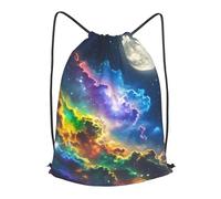 LMNGH Drawstring Backpack Woemn Men Sports Gym Sack Lightweight Drawstring Bags Nebula And Moon Cinch Bag Sackpack For Work Swim Travel