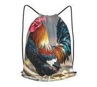 LMNGH Drawstring Backpack Woemn Men Sports Gym Sack Lightweight Drawstring Bags Old Rooster Illustration Cinch Bag Sackpack For Work Swim Travel