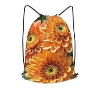 LMNGH Drawstring Backpack Woemn Men Sports Gym Sack Lightweight Drawstring Bags Orange Flowers Cinch Bag Sackpack For Work Swim Travel