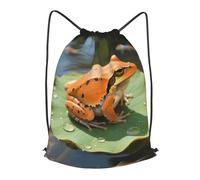 LMNGH Drawstring Backpack Woemn Men Sports Gym Sack Lightweight Drawstring Bags Orange Frog Cinch Bag Sackpack For Work Swim Travel
