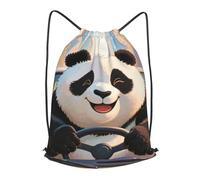 LMNGH Drawstring Backpack Woemn Men Sports Gym Sack Lightweight Drawstring Bags Panda Driving Cinch Bag Sackpack For Work Swim Travel