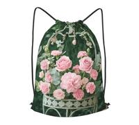 LMNGH Drawstring Backpack Woemn Men Sports Gym Sack Lightweight Drawstring Bags Pink Floral Cinch Bag Sackpack For Work Swim Travel