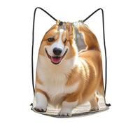 LMNGH Drawstring Backpack Woemn Men Sports Gym Sack Lightweight Drawstring Bags Playful Corgi Cinch Bag Sackpack For Work Swim Travel