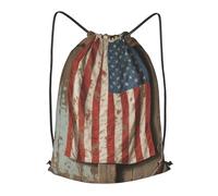 LMNGH Drawstring Backpack Woemn Men Sports Gym Sack Lightweight Drawstring Bags Rustic American Flag Cinch Bag Sackpack For Work Swim Travel