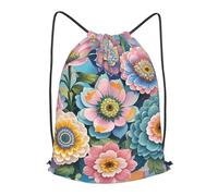 LMNGH Drawstring Backpack Woemn Men Sports Gym Sack Lightweight Drawstring Bags Scales And Flowers Pattern Cinch Bag Sackpack For Work Swim Travel