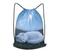 LMNGH Drawstring Backpack Woemn Men Sports Gym Sack Lightweight Drawstring Bags Sleep Cat Starry Night Cinch Bag Sackpack For Work Swim Travel
