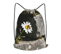 LMNGH Drawstring Backpack Woemn Men Sports Gym Sack Lightweight Drawstring Bags Spring Daisy Flowers Cinch Bag Sackpack For Work Swim Travel, Black, M
