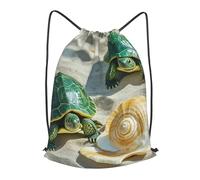 LMNGH Drawstring Backpack Woemn Men Sports Gym Sack Lightweight Drawstring Bags Two Turtles And Shells Cinch Bag Sackpack For Work Swim Travel